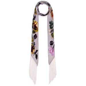Rockins Flora Classic Skinny Fringe Scarf in Ivory
